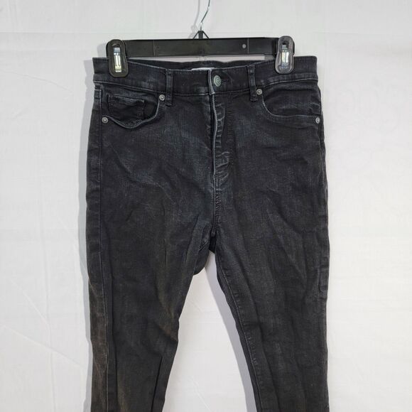 LOFT Black Cotton Mid Rise Skinny Jeans Loop Belt Front & Back Pockets Waist 28 - Picture 4 of 8